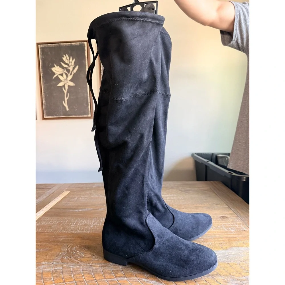 NEW Time and Tru Womens Black Over The Knee Boots Wide Width 12W 12 Winter Fall